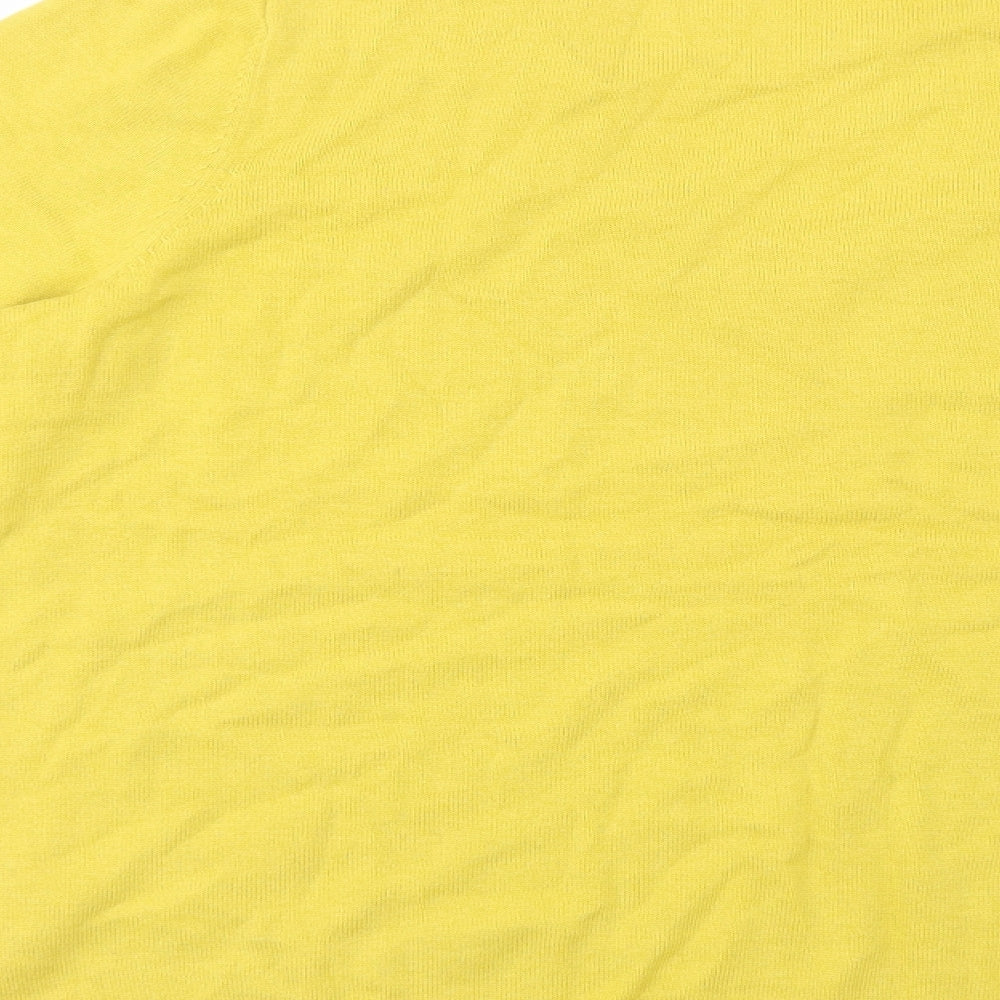 Bonmarché Womens Yellow V-Neck Cotton Pullover Jumper Size 20