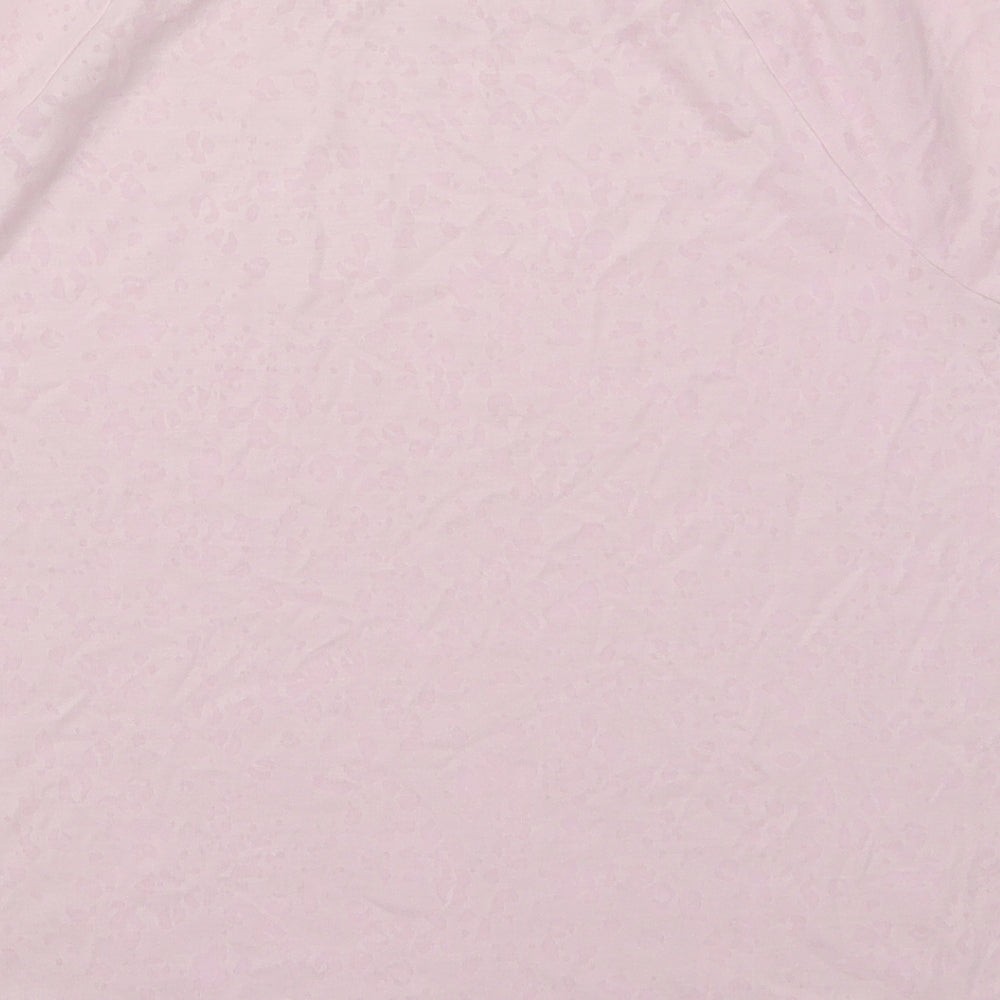 Marks & Spencer Womens Pink Animal Print Polyester Basic T-Shirt Size 12 Round Neck