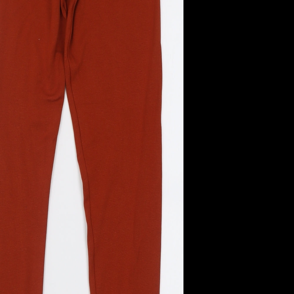 ASOS Womens Orange Viscose Trousers Size 12 L28 in Regular Button