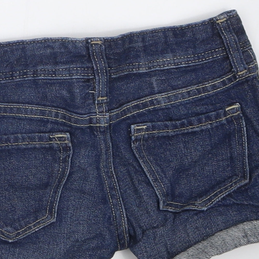 H&M Girls Blue Cotton Boyfriend Shorts Size 2-3 Years Regular Buckle