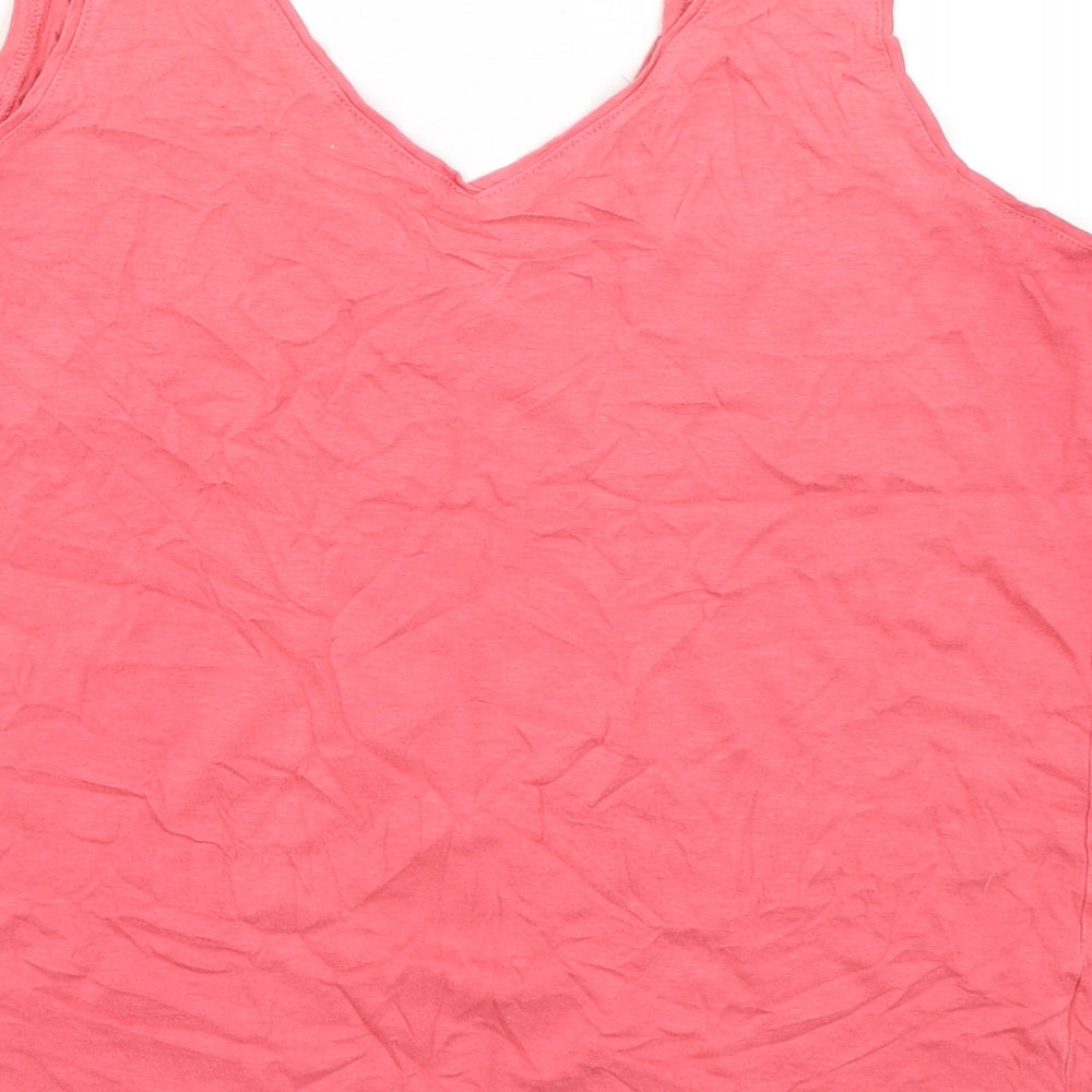 F&F Womens Pink Cotton Basic Tank Size 14 V-Neck