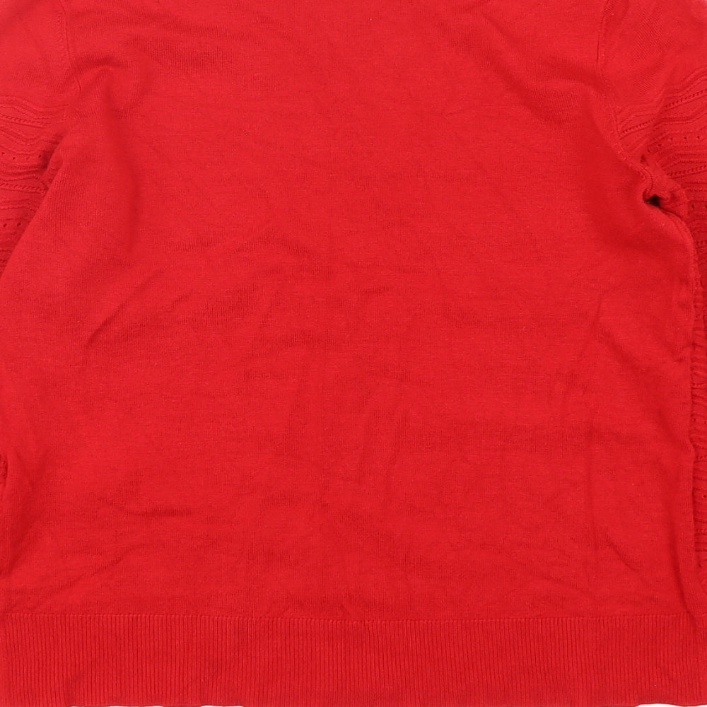 Oasis Womens Red Round Neck Viscose Pullover Jumper Size S