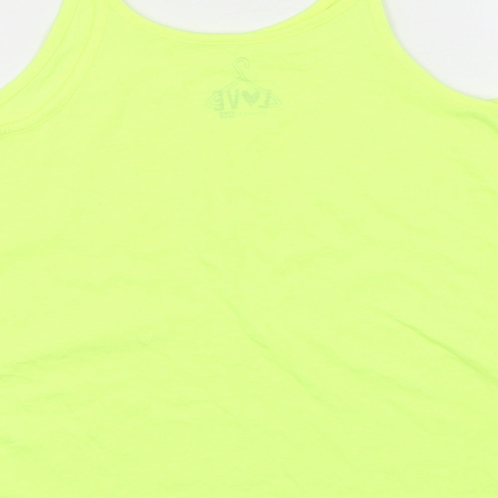 F&F Girls Green Polyester Basic Tank Size 9-10 Years Round Neck Pullover