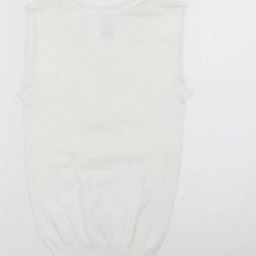 White Snowdrop Womens White Polyester Basic Tank Size M V-Neck