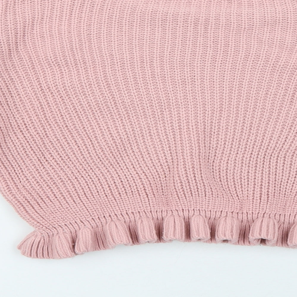 Select Girls Pink Crew Neck Acrylic Pullover Jumper Size 14 Years