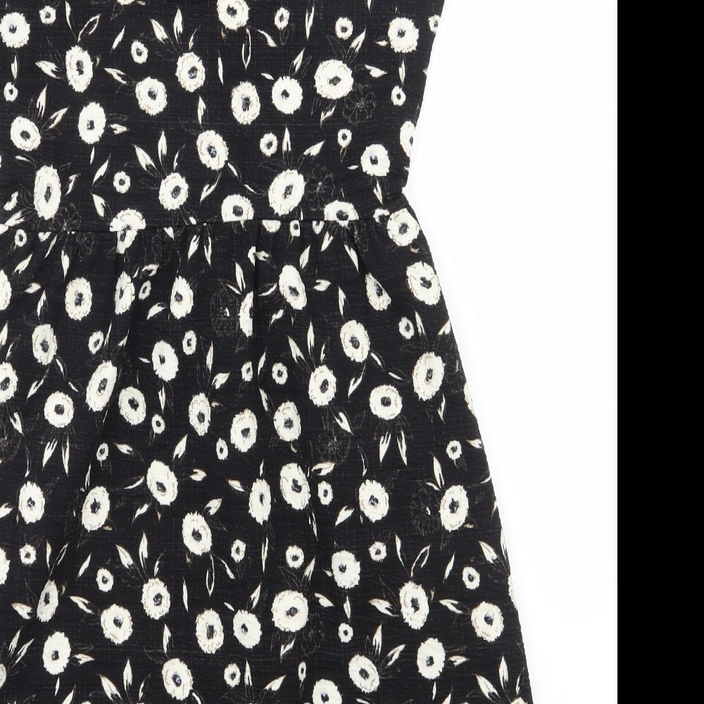 NEXT Womens Black Floral Polyester Size 6 Scoop Neck Pullover