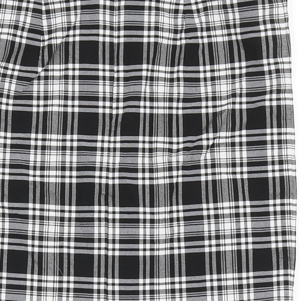 New Look Girls Black Check Viscose A-Line Skirt Size 11 Years Regular Zip