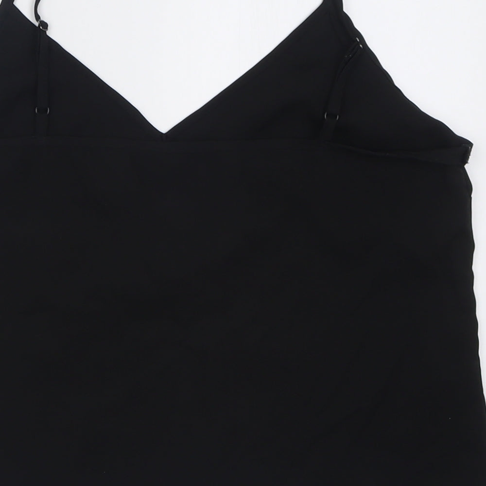 Miss Selfridge Womens Black Polyester Basic Tank Size 12 V-Neck
