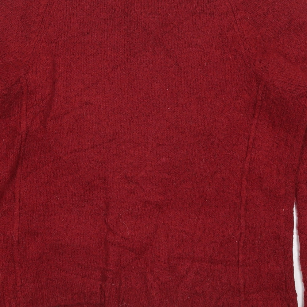 YFL Reserved Womens Red Round Neck Acrylic Pullover Jumper Size S