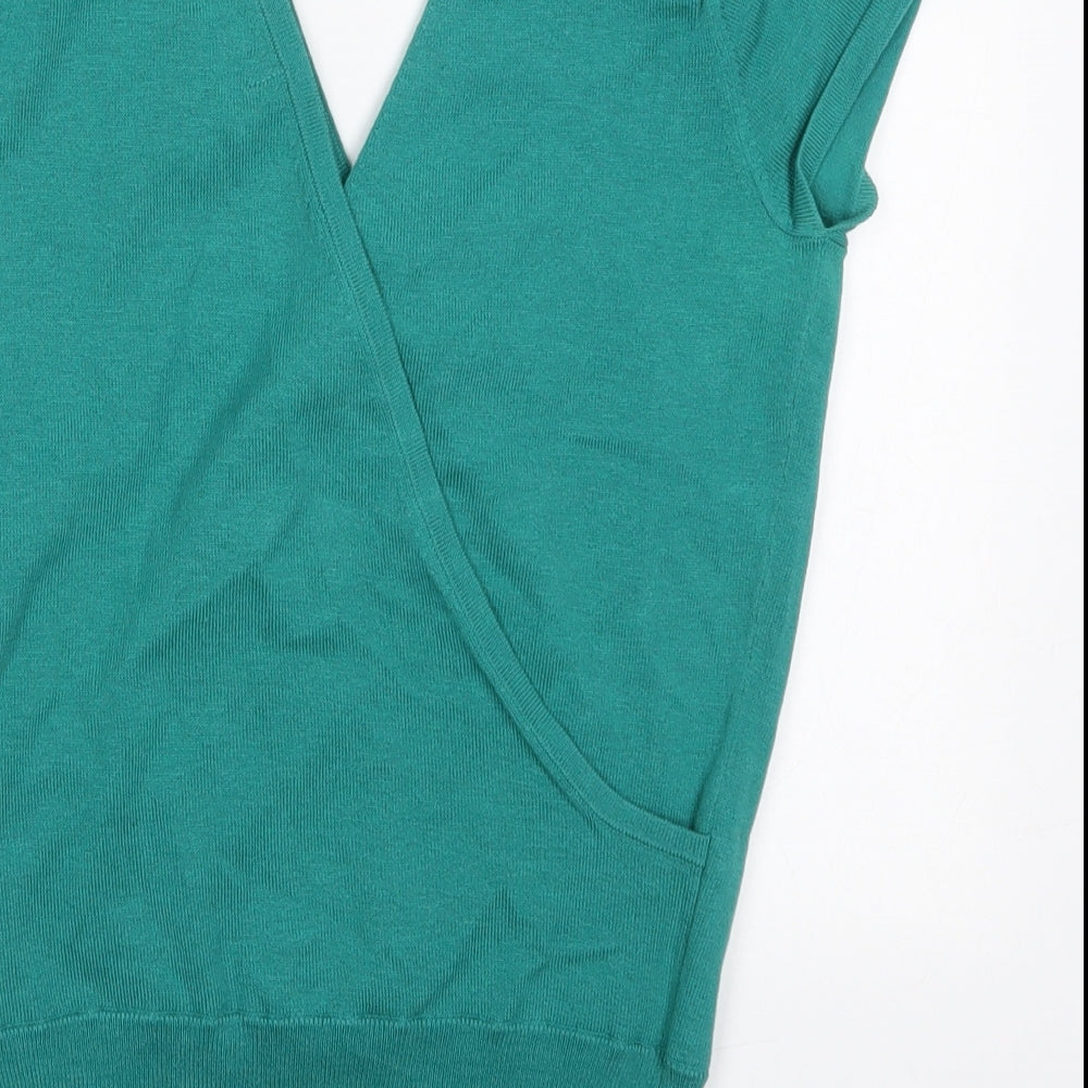 Monsoon Womens Green V-Neck Cotton Pullover Jumper Size 8