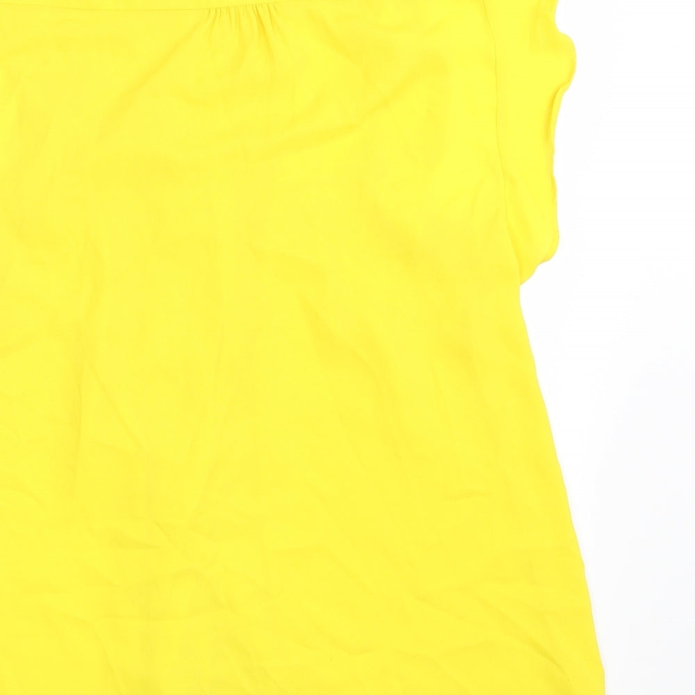 Oasis Womens Yellow Polyester Basic Button-Up Size 14 Roll Neck