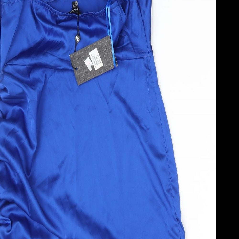 NAANAA Womens Blue Polyester Bodycon Size 12 Off the Shoulder Zip