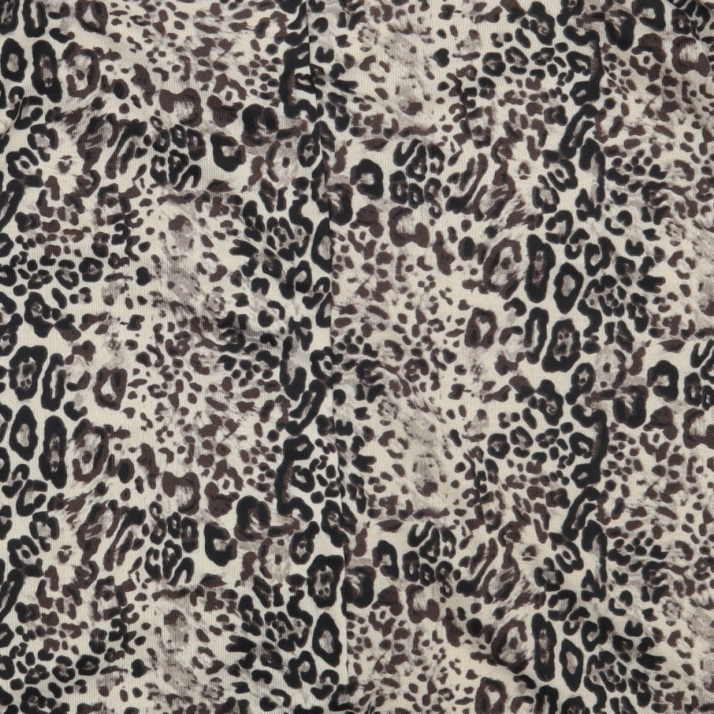 QED London Womens Brown V-Neck Animal Print Polyester Pullover Jumper Size M - Size M/L