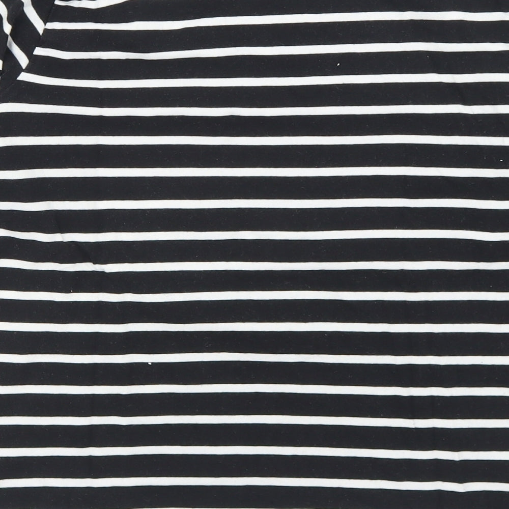 Dunnes Stores Womens Black Striped Cotton Basic T-Shirt Size S Crew Neck