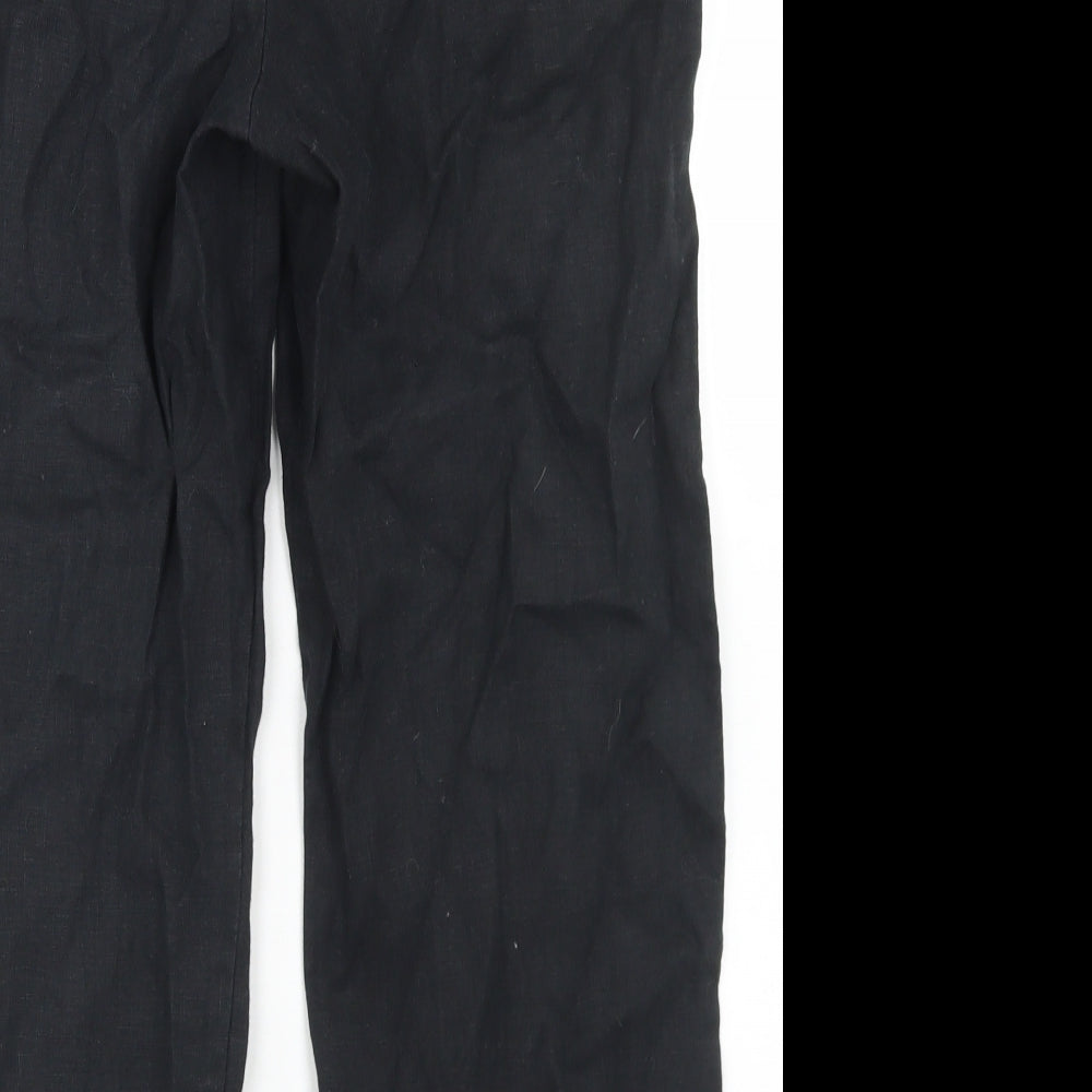 Mango Womens Black Polyester Pedal Pusher Trousers Size 10 L24 in Regular Hook & Eye