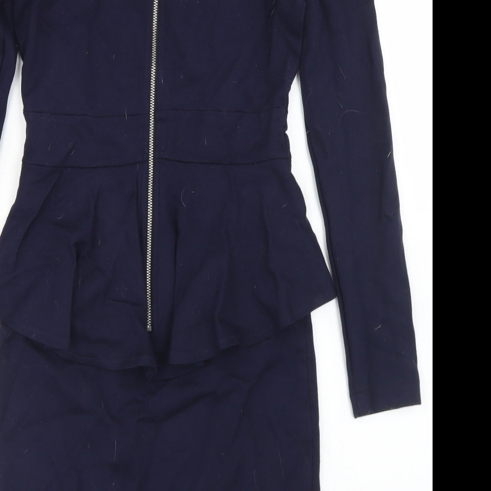 Limited Collection Womens Blue Viscose Pencil Dress Size 6 Crew Neck
