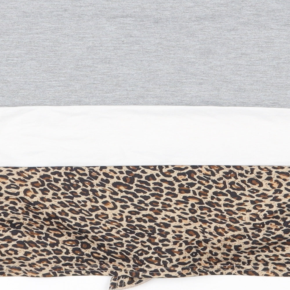 SheIn Girls Grey Animal Print Polyester Pullover Sweatshirt Size 11-12 Years Pullover