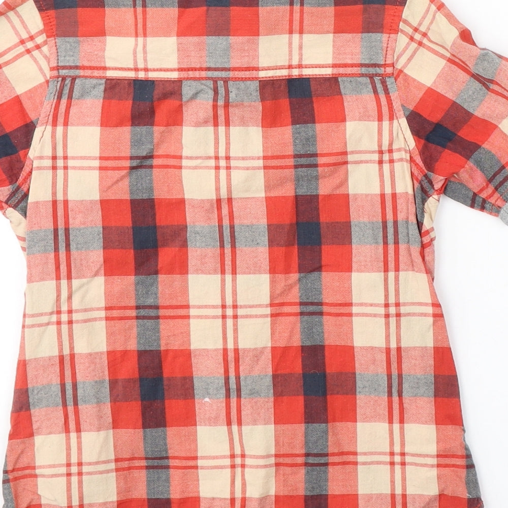 George Boys Red Plaid 100% Cotton Basic Button-Up Size 5-6 Years Collared Button