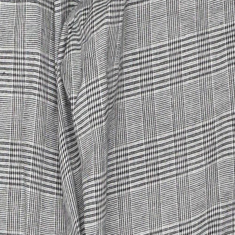 Preworn Womens Black Plaid Polyester Trousers Size M L28 in Regular