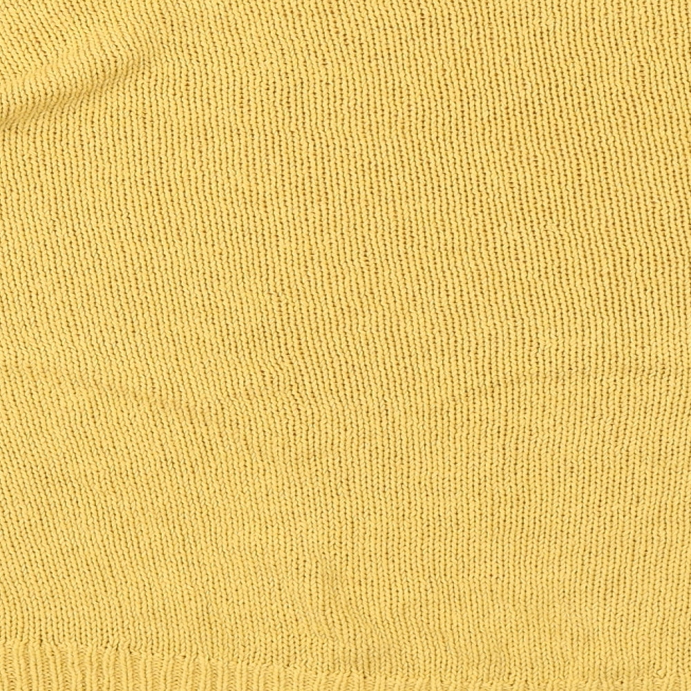 Gallery Womens Yellow Round Neck Cotton Pullover Jumper Size L