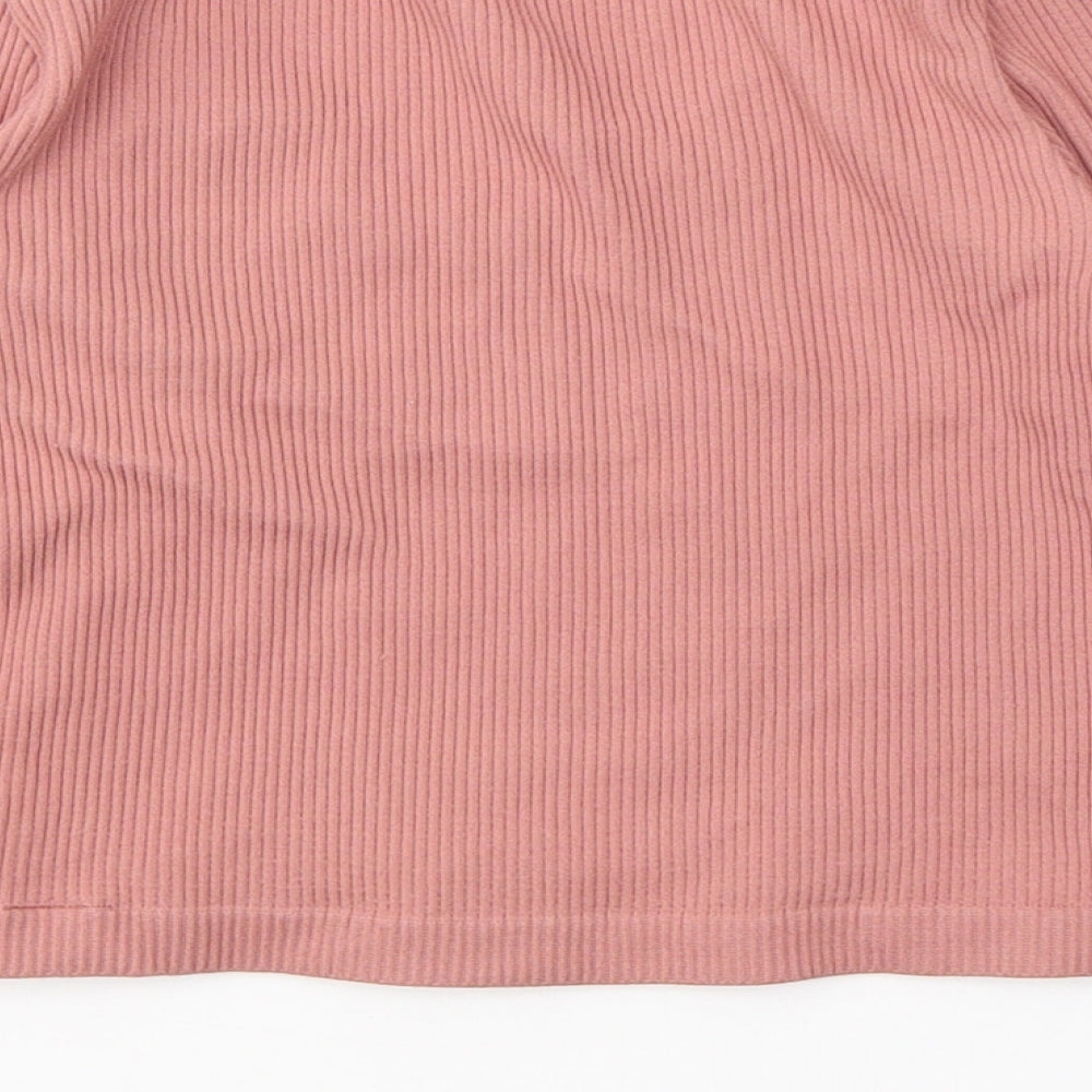 Dunnes Stores Womens Pink Nylon Jersey Casual Size XS Round Neck Pullover