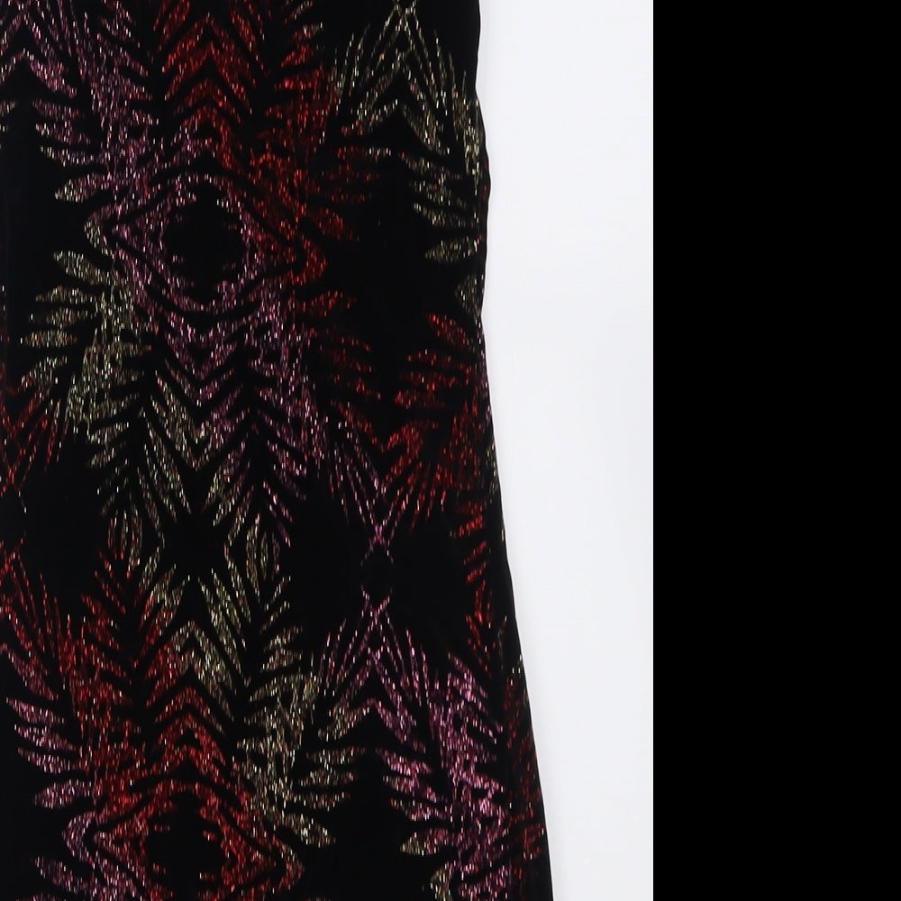 Topshop Womens Black Polyester A-Line Size 6 Boat Neck Pullover - Open back