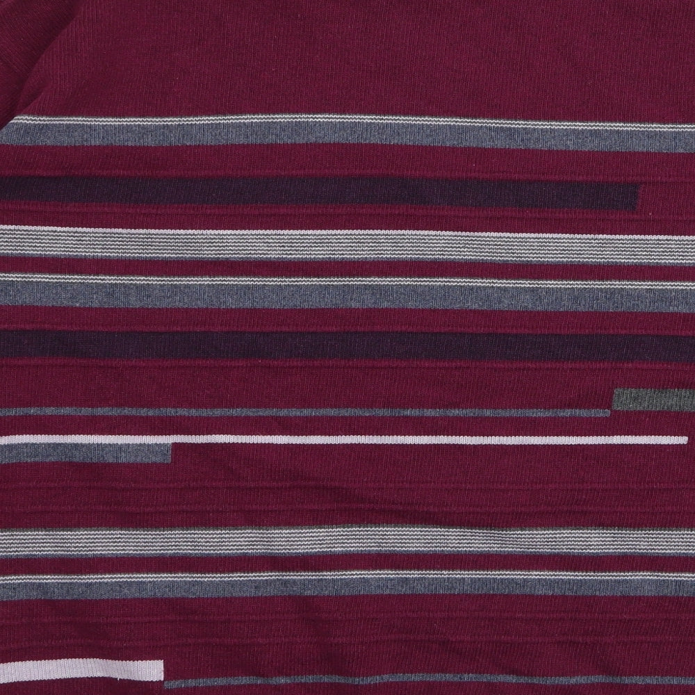 Dunnes Stores Womens Red Round Neck Striped Cotton Pullover Jumper Size L