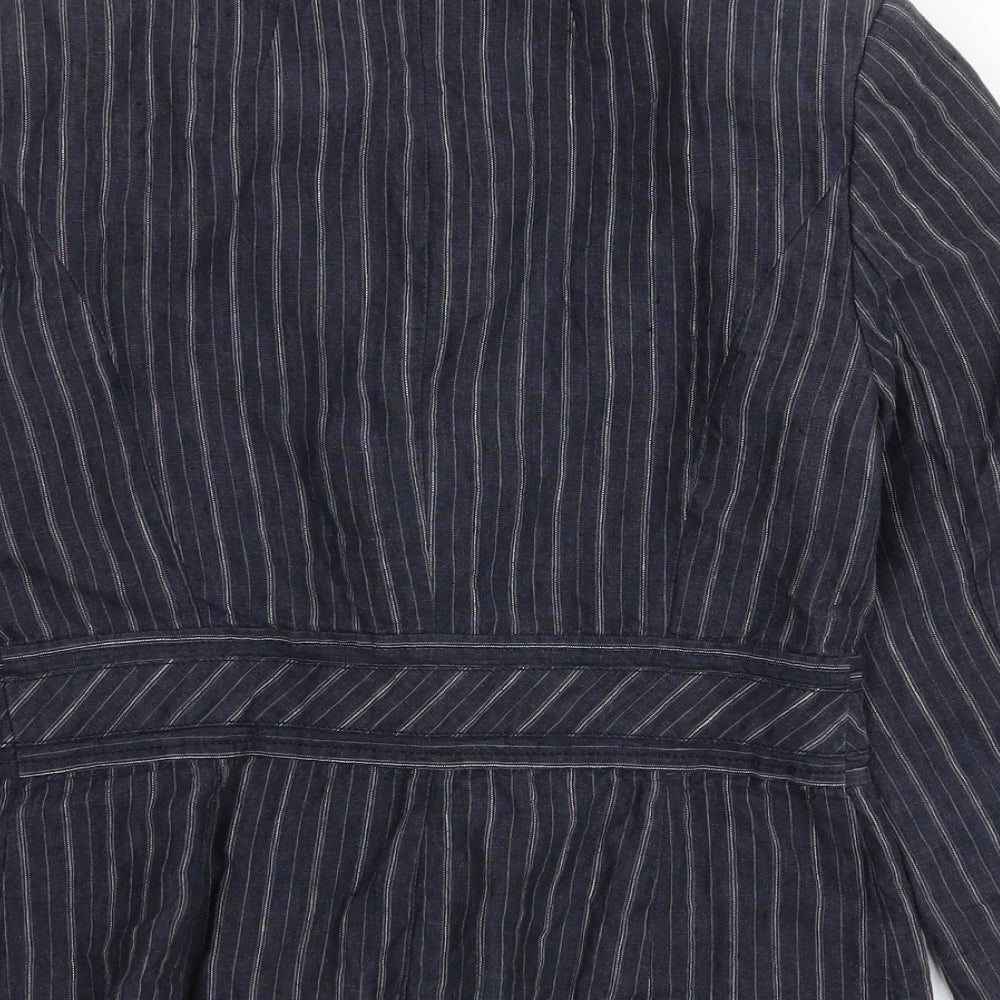NEXT Womens Blue Striped Jacket Blazer Size 10 Button