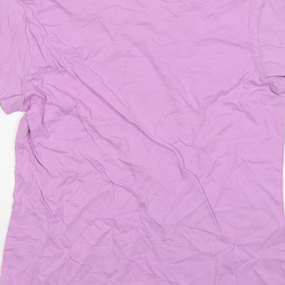 Dunnes Stores Womens Pink Cotton Basic T-Shirt Size 6 Round Neck