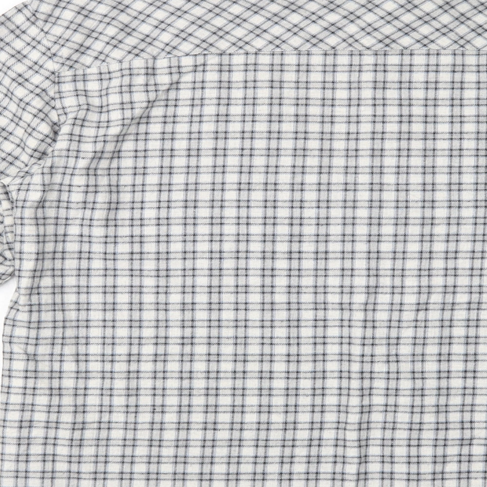 boohooMAN Mens Grey Plaid Cotton Button-Up Size M Collared Button