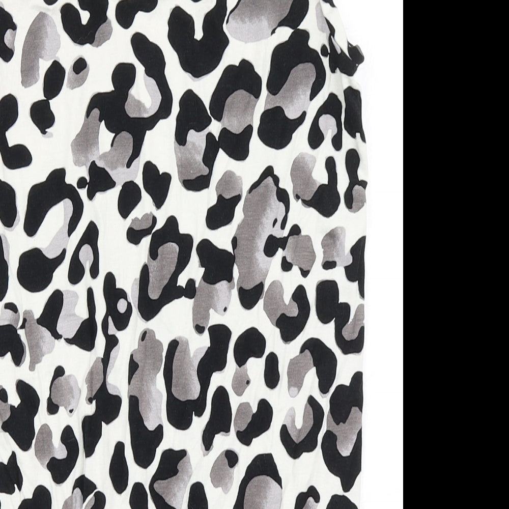 NEXT Womens Ivory Animal Print Viscose Basic Polo Size 6 Round Neck