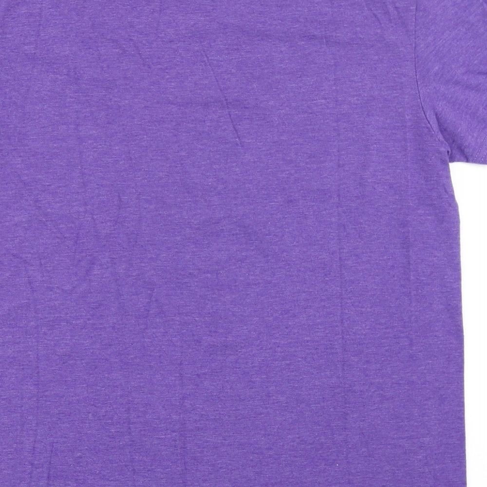 District Mens Purple Cotton T-Shirt Size S Round Neck