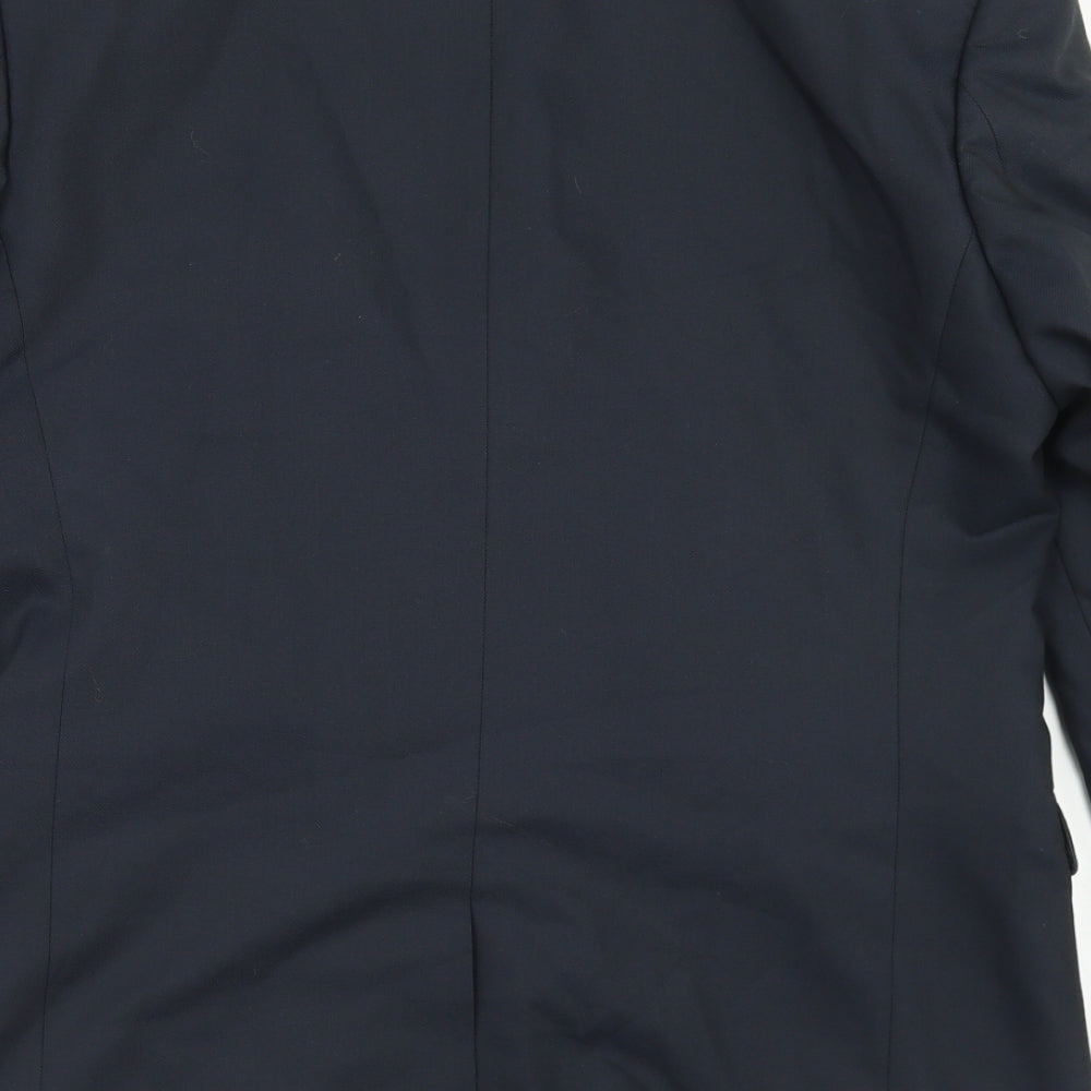 Topman Mens Blue Striped Polyester Jacket Blazer Size 40