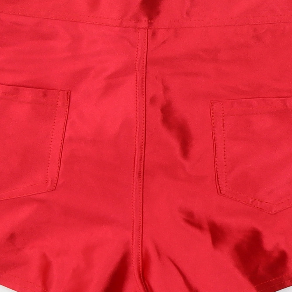 Preworn Womens Red Polyester Hot Pants Shorts Size M L3 in Regular Button