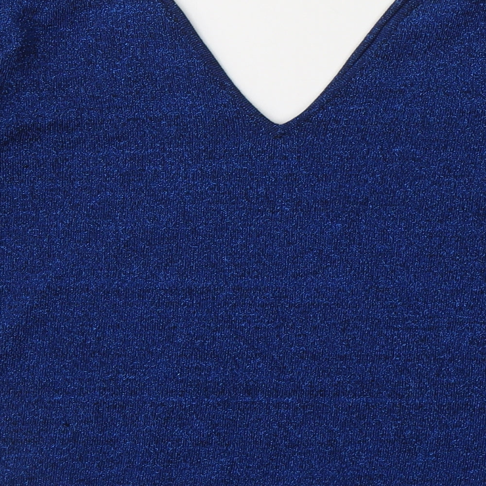 Atmosphere Womens Blue Viscose Basic Blouse Size 10 V-Neck