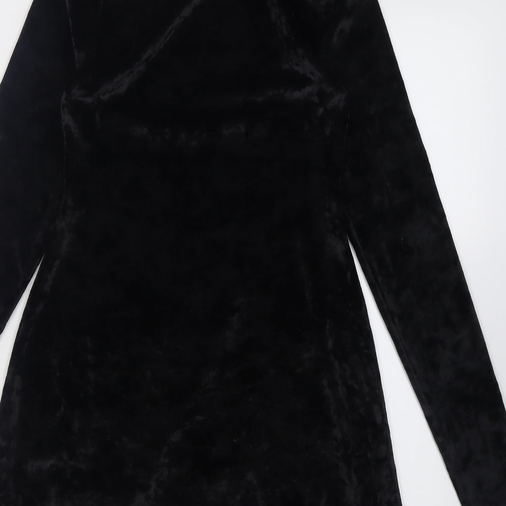 Kimchi Blue Womens Black Polyester A-Line Size XS High Neck Pullover