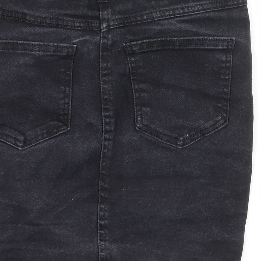Parisian Womens Black Cotton Mini Skirt Size 8 Zip - Distressed