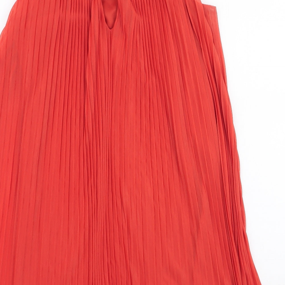 Miss Selfridge Womens Orange Polyester Trapeze & Swing Size 8 Round Neck Tie