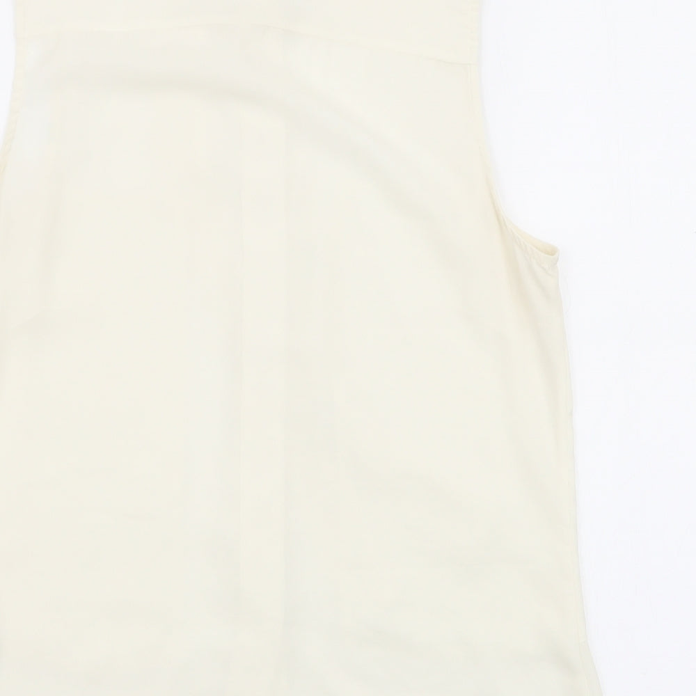 H&M Womens Ivory Polyester Basic Blouse Size 8 Round Neck