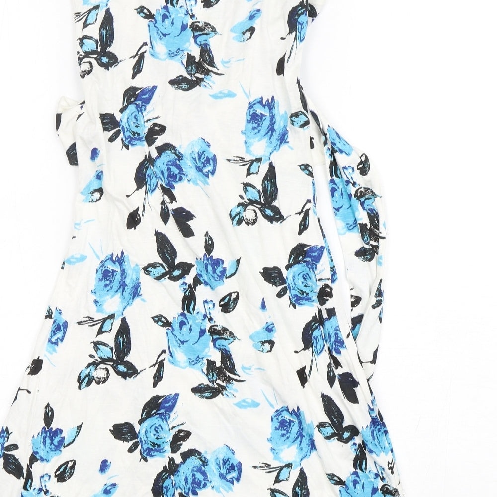 Krisp Womens Multicoloured Floral Viscose A-Line Size 8 V-Neck Pullover