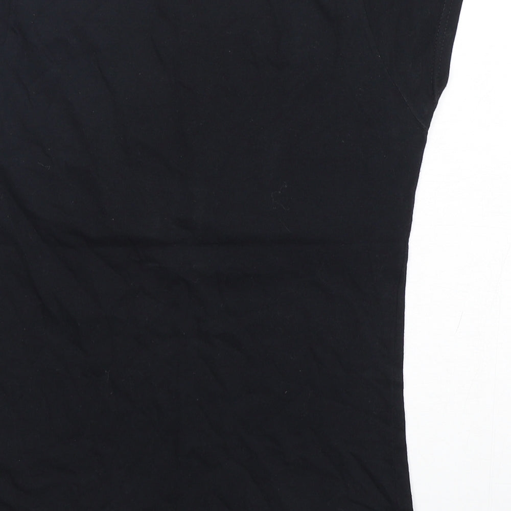 River island Womens Black Cotton Basic T-Shirt Size 8 Round Neck