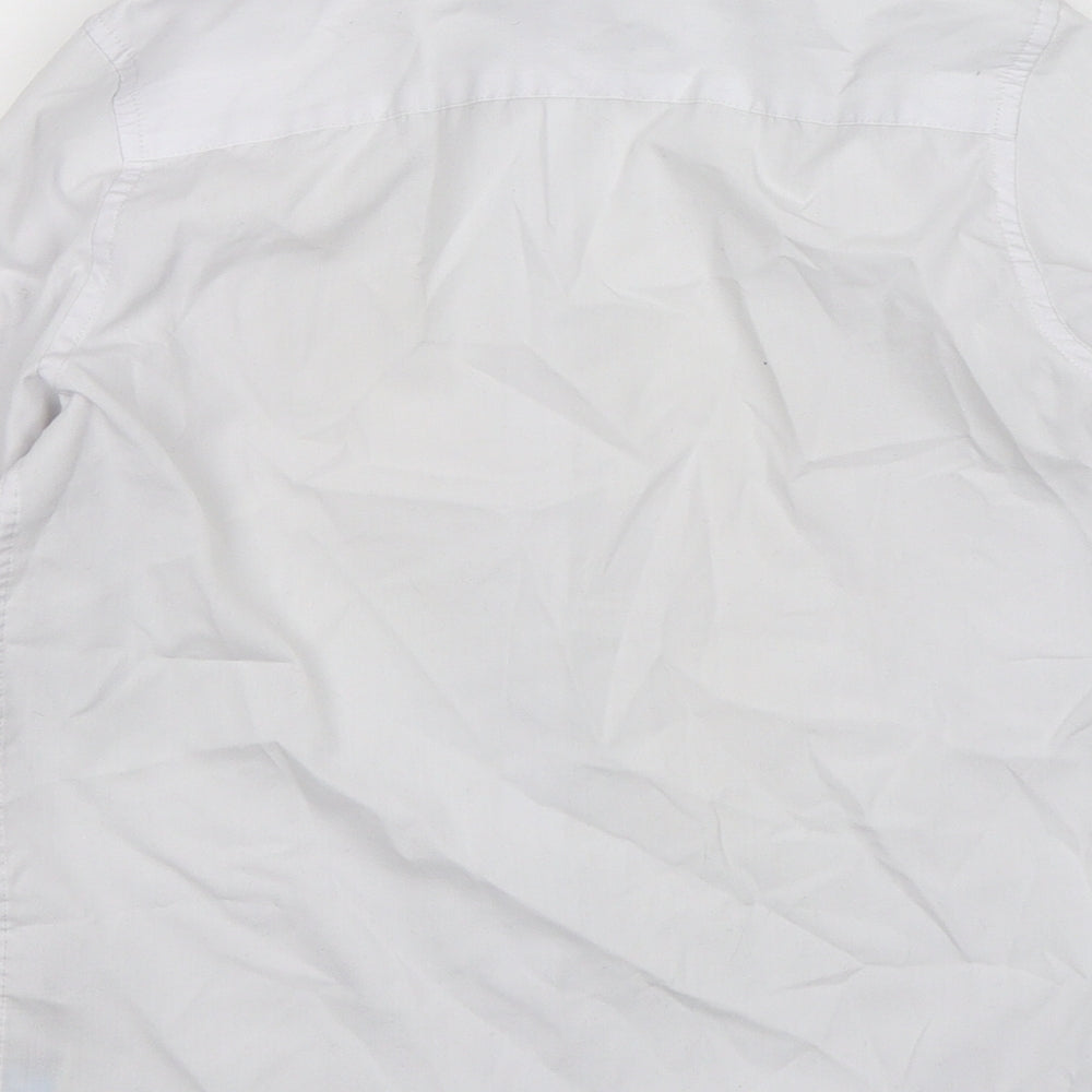 Marks & Spencer Girls White Polyester Basic Button-Up Size 9-10 Years Collared Button