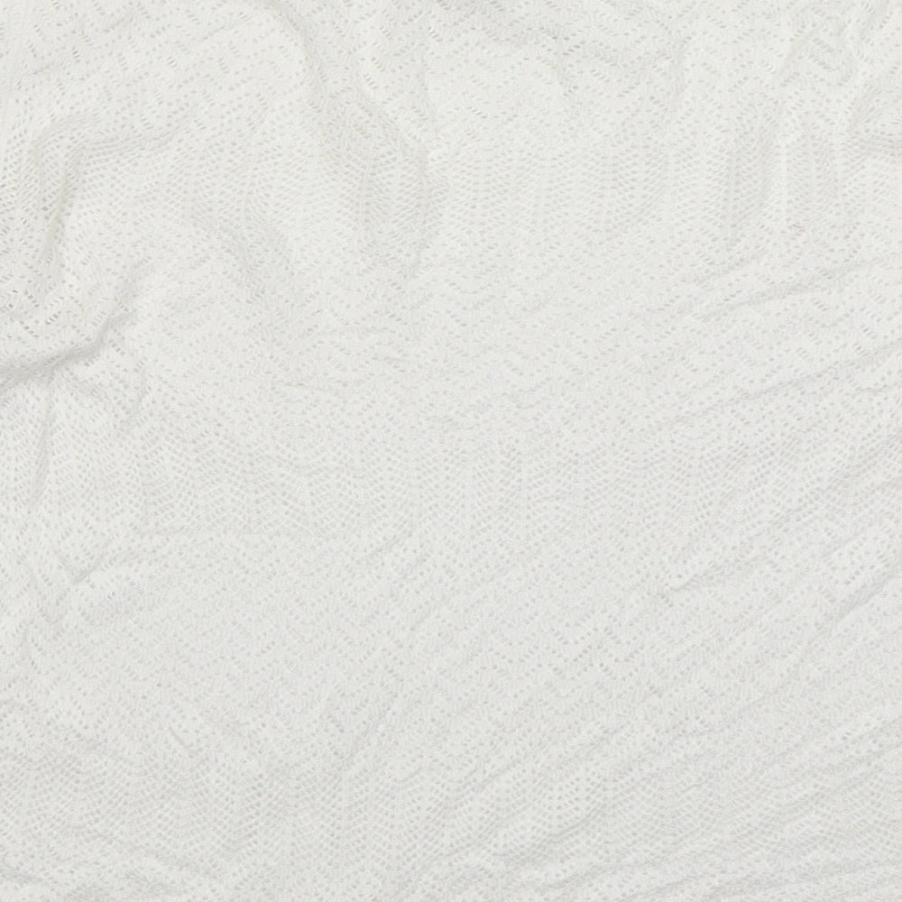 Stradivarius Womens White Round Neck Viscose Pullover Jumper Size M