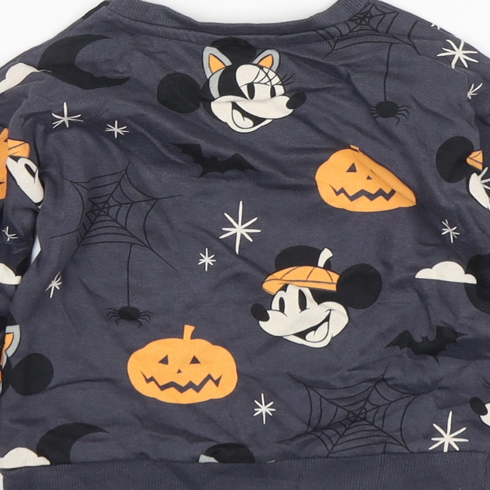 George Boys Grey Geometric Cotton Pullover Jumper Size 12-18 Months Pullover - Mickey and Friends