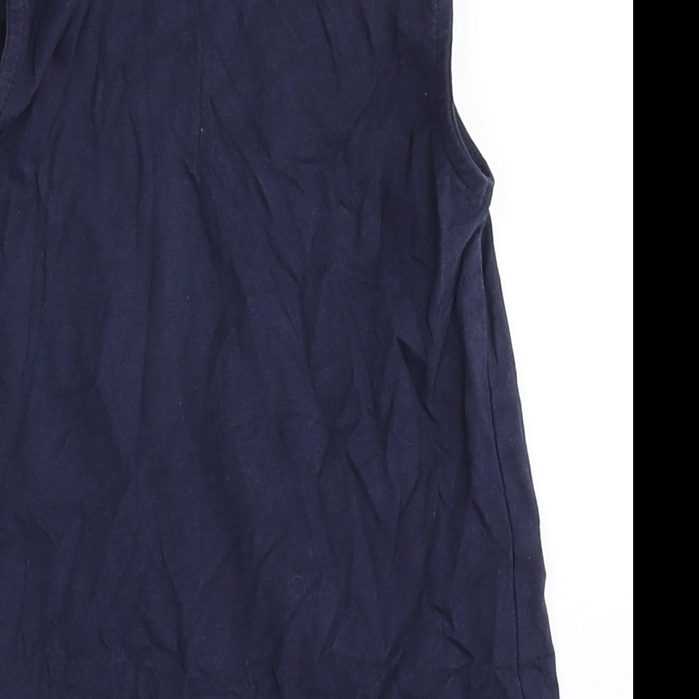 George Girls Blue 100% Cotton Basic Tank Size 6-7 Years Round Neck Push Lock