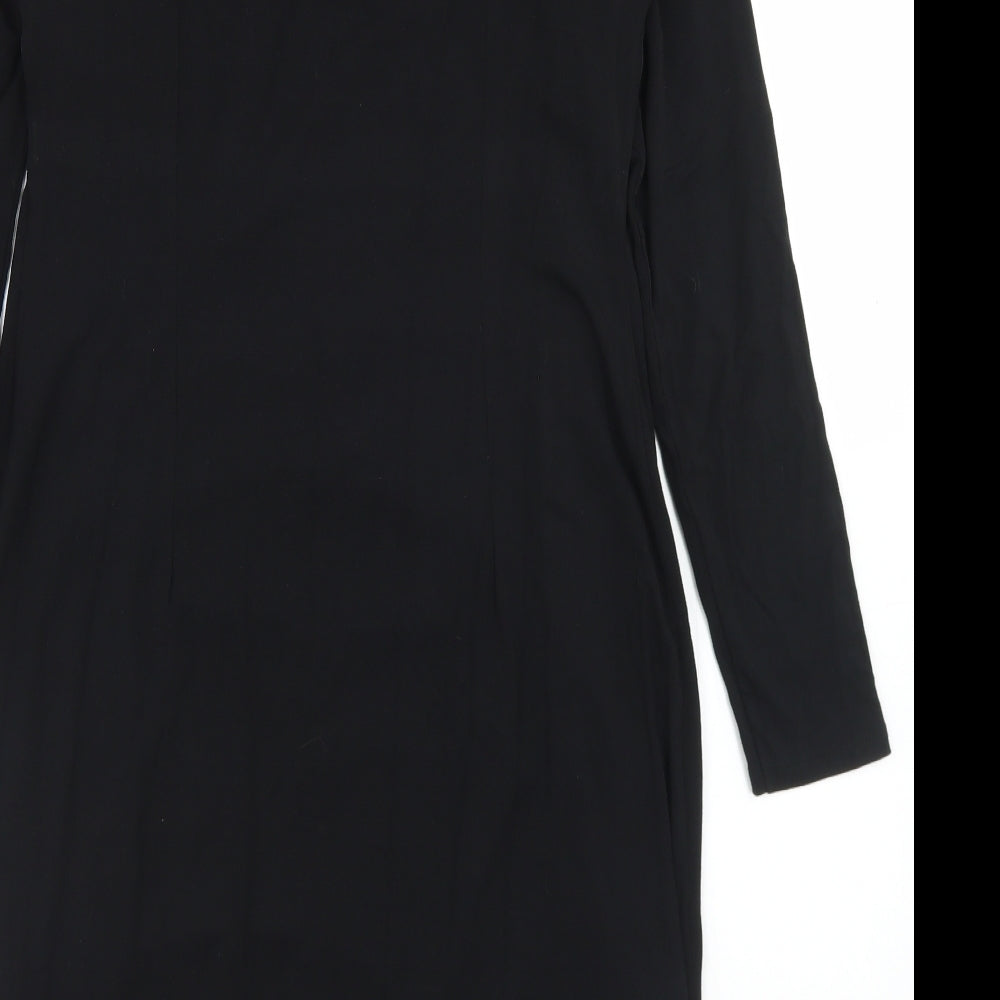 Per Una Womens Black Viscose Sheath Size 12 Round Neck - Lace Trime