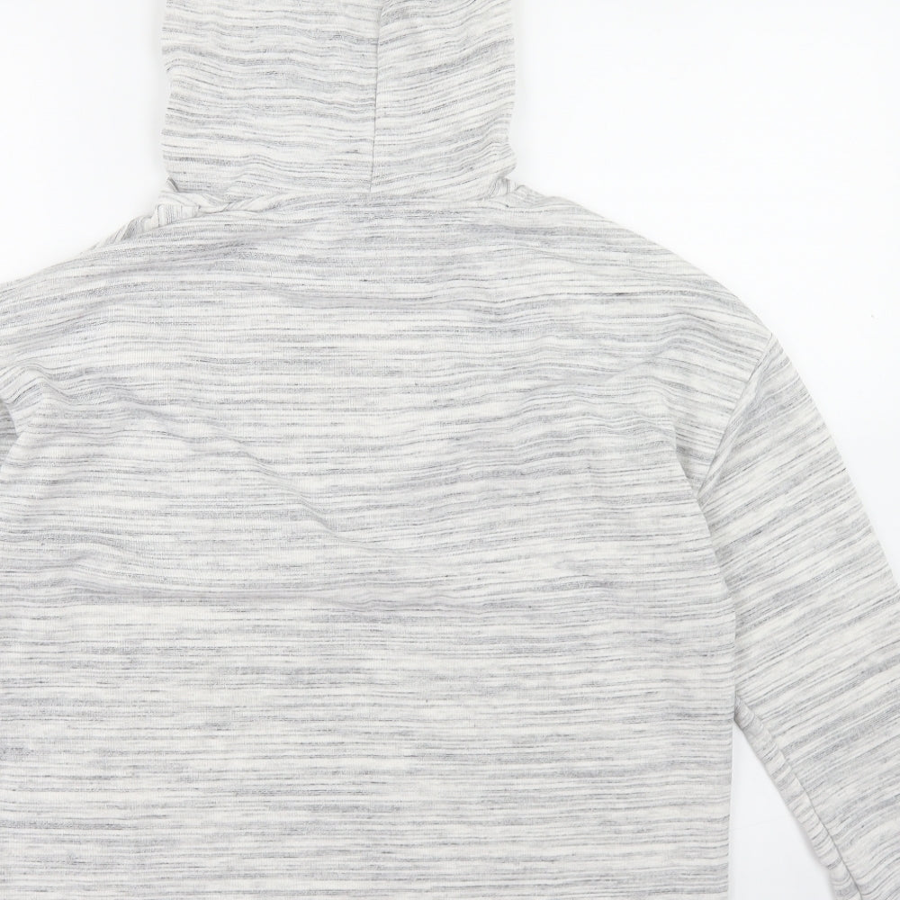Matalan Womens Grey Striped Polyester Pullover Hoodie Size M