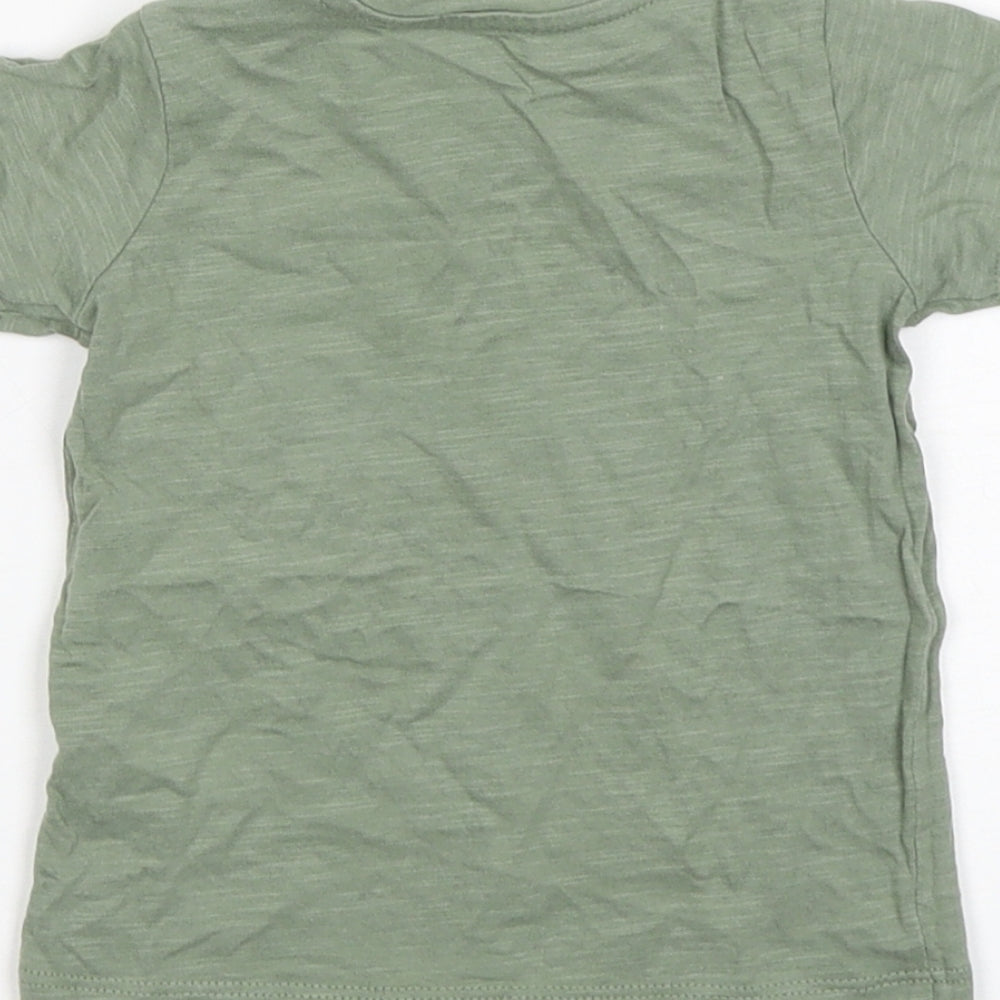 Matalan Boys Green Cotton Basic T-Shirt Size 6-9 Months Round Neck Pullover