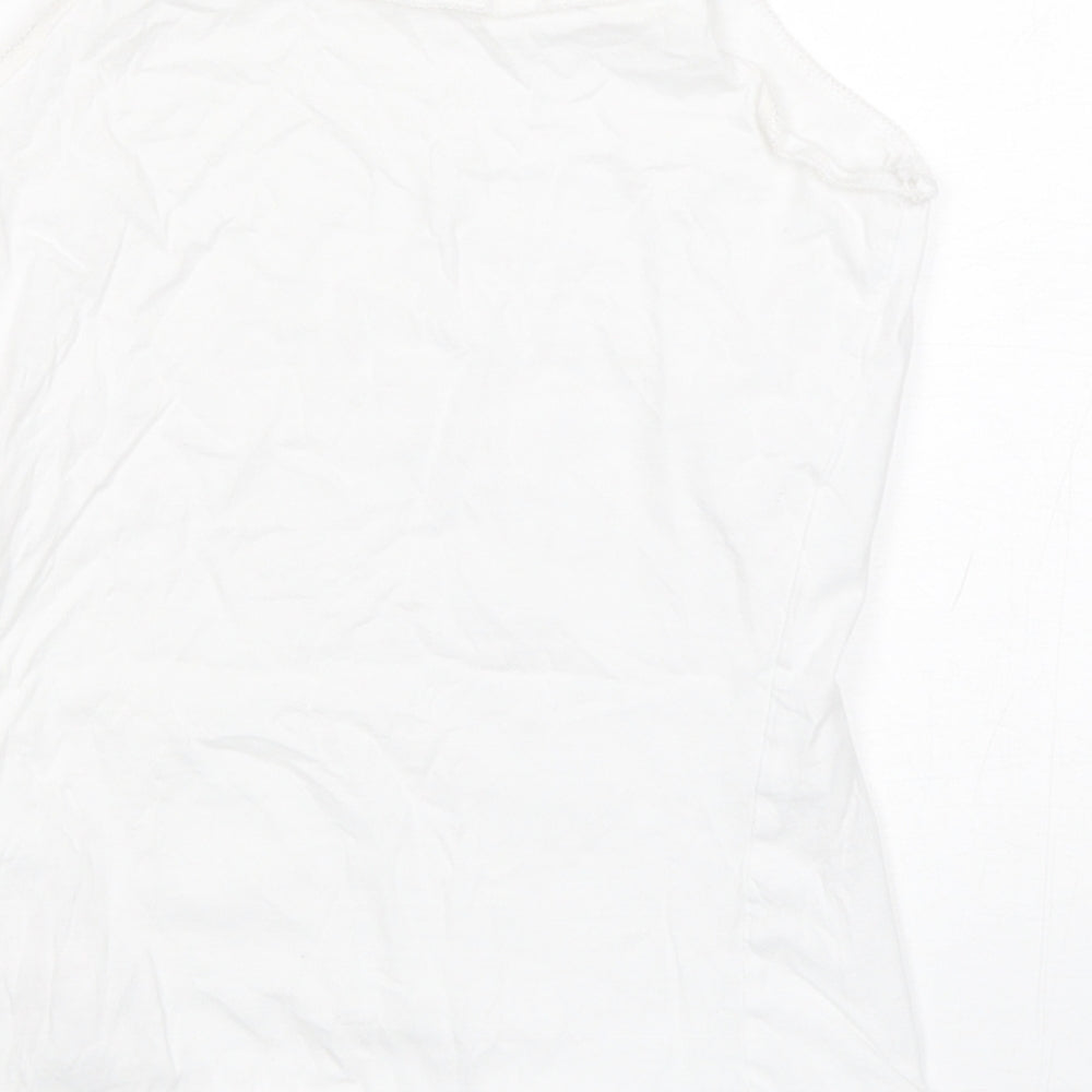 Primark Girls White Cotton Camisole Tank Size 11-12 Years Round Neck Pullover