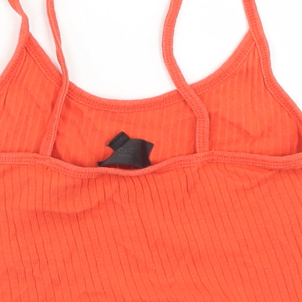 Topshop Womens Orange Cotton Cropped Tank Size 4 Round Neck